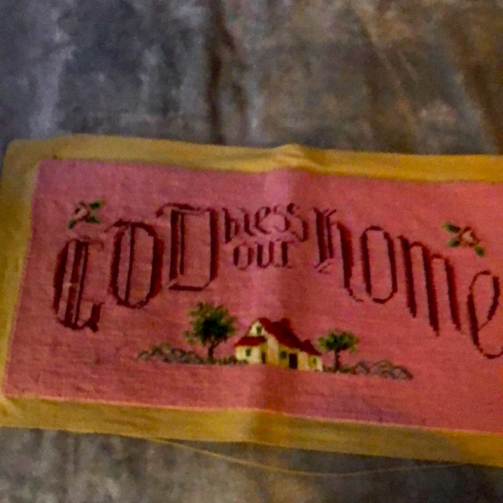 Handmade god bless this house stiched decor or placemat